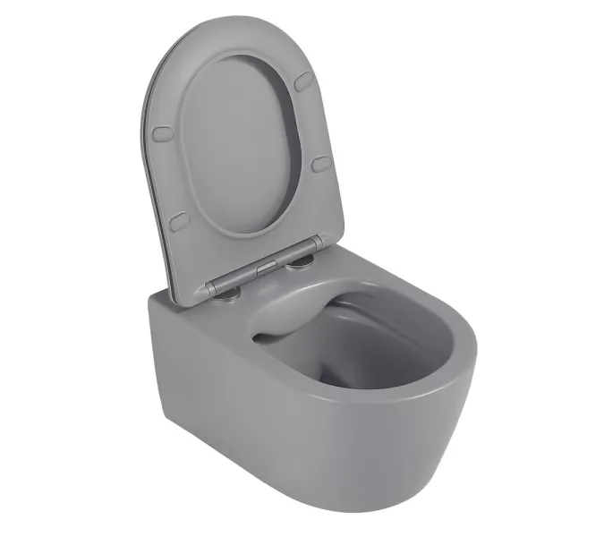 Унитаз ABBER Bequem AC1104MG подвесной серый матовый, безободковый, Выбрать цвет: Серый матовый, изображение 7