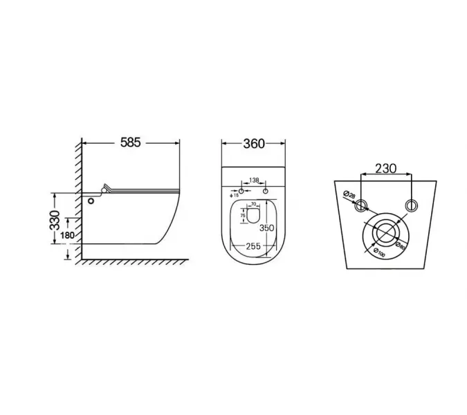 Унитаз ABBER Bequem AC1105P подвесной белый с импульсным смывом, изображение 9