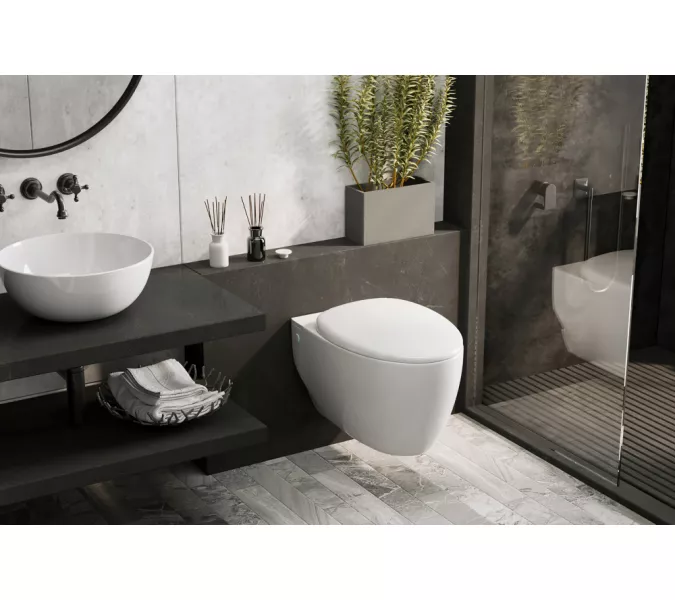 Унитаз ABBER Bequem AC1107P подвесной белый с импульсным смывом, изображение 2