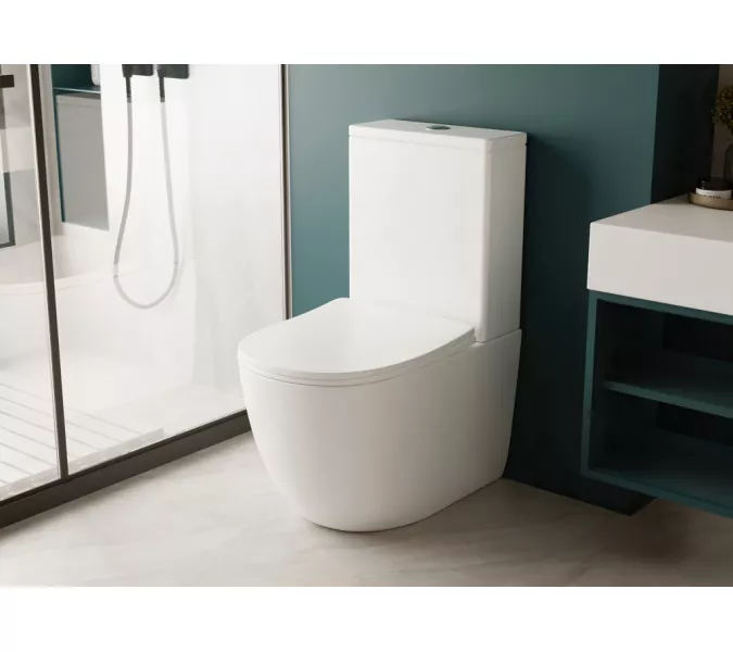 Унитаз ABBER Bequem AC1110 компакт белый, безободковый, изображение 6