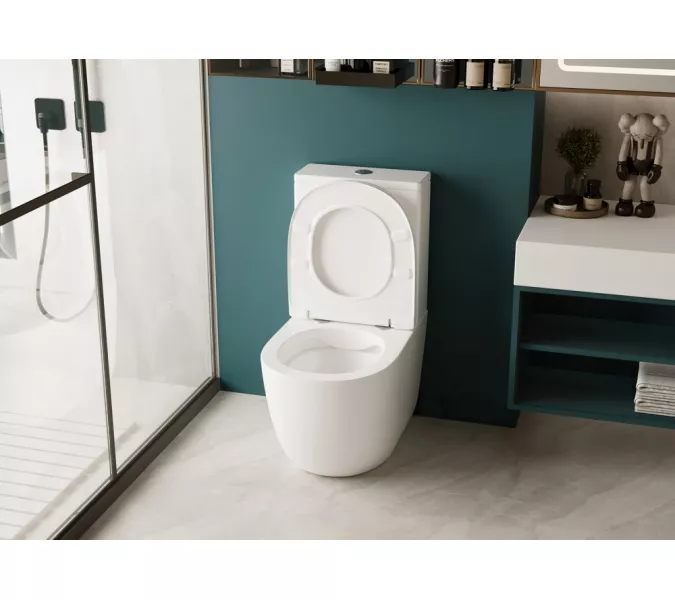 Унитаз ABBER Bequem AC1110 компакт белый, безободковый, изображение 8