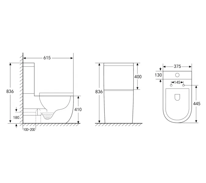 Унитаз ABBER Bequem AC1110 компакт белый, безободковый, изображение 9