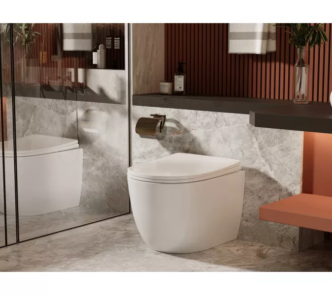 Унитаз ABBER Bequem AC1111 приставной белый, безободковый, изображение 2