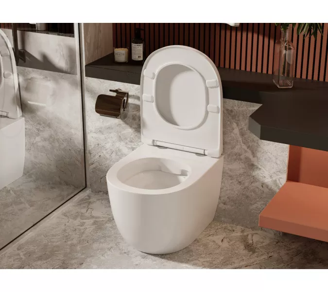 Унитаз ABBER Bequem AC1111 приставной белый, безободковый, изображение 4