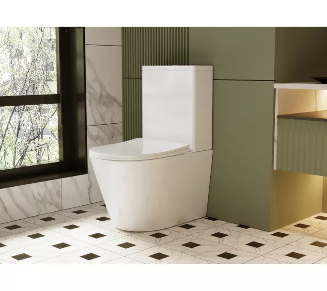 Унитаз ABBER Bequem AC1112 компакт белый, безободковый, Выбрать цвет: Белый, изображение 7