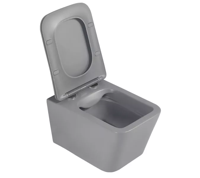 Унитаз ABBER Rechteck AC1201MG подвесной серый матовый, безободковый, Выбрать цвет: Серый матовый, изображение 7