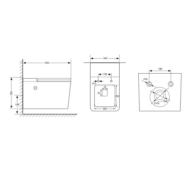 Унитаз ABBER Rechteck AC1202P подвесной белый с импульсным смывом, изображение 9