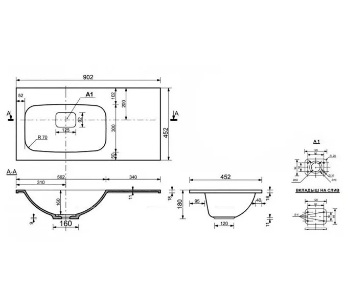 Умывальник Style Line  Барселона 90х45 левый/правый, Ориентация: левая, изображение 3