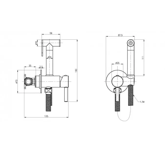 Набор для гигиенического душа CEZARES CZR-SET-DA1-ID2-FMM120-NOP, изображение 2