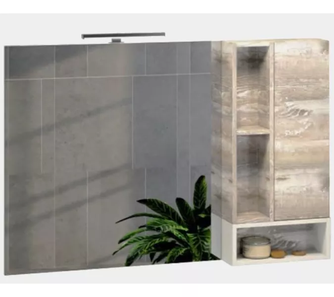 Зеркало-шкаф Comforty Турин, дуб бежевый, Выбрать размер: 75, изображение 2