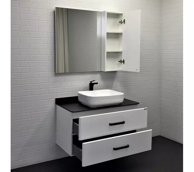 COMFORTY. Зеркало-шкаф "Амстердам-75/95" белый глянец, Выбрать размер: 75, изображение 6