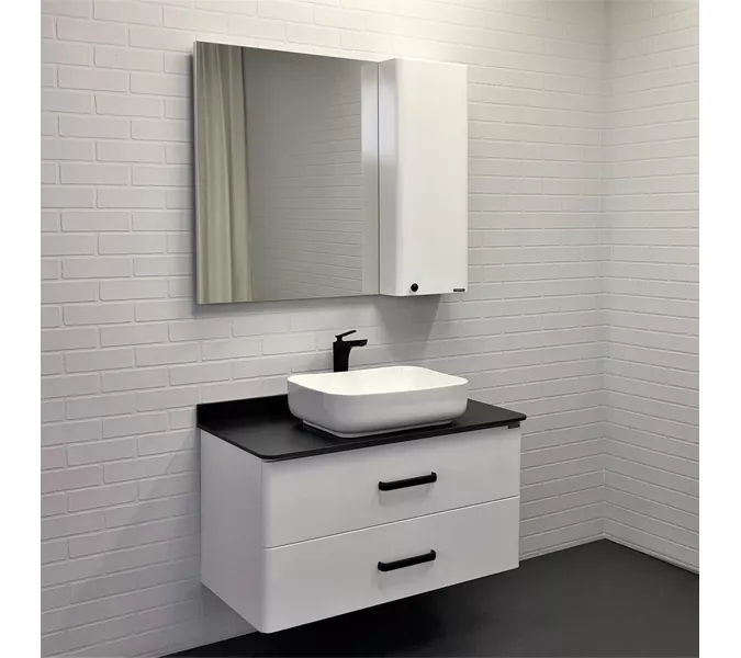 COMFORTY. Зеркало-шкаф "Амстердам-75/95" белый глянец, Выбрать размер: 75, изображение 5