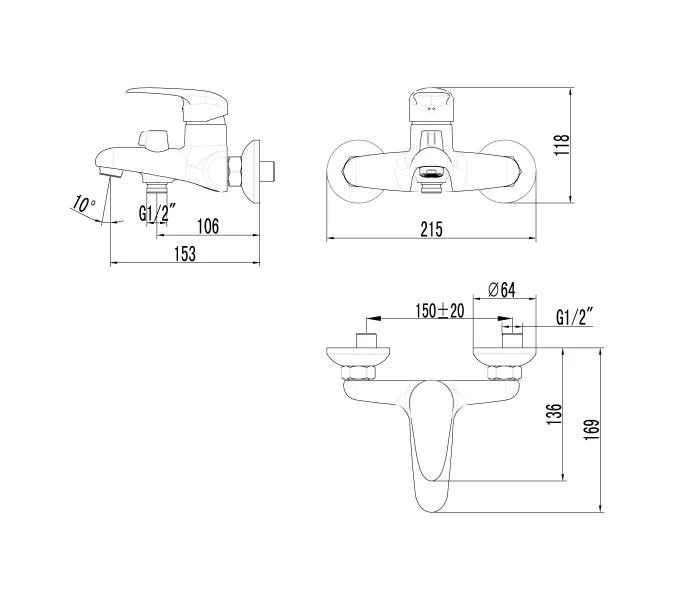 Смеситель Lemark Pramen LM3314C для ванны, изображение 2