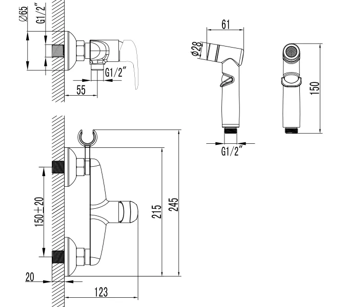 Смеситель Lemark Pramen LM3318BL с гигиеническим душем, изображение 2