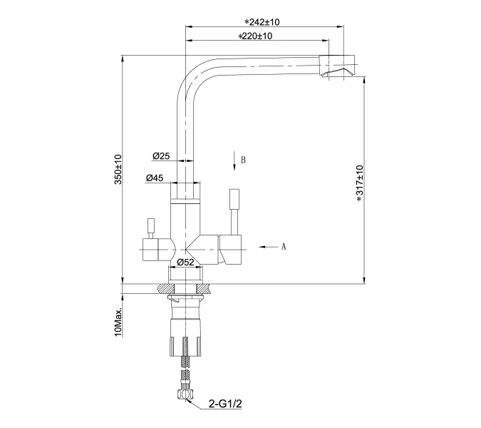 Смеситель Lemark Expert LM5061GMN для кухни с подключением к фильтру с питьевой водой, изображение 2