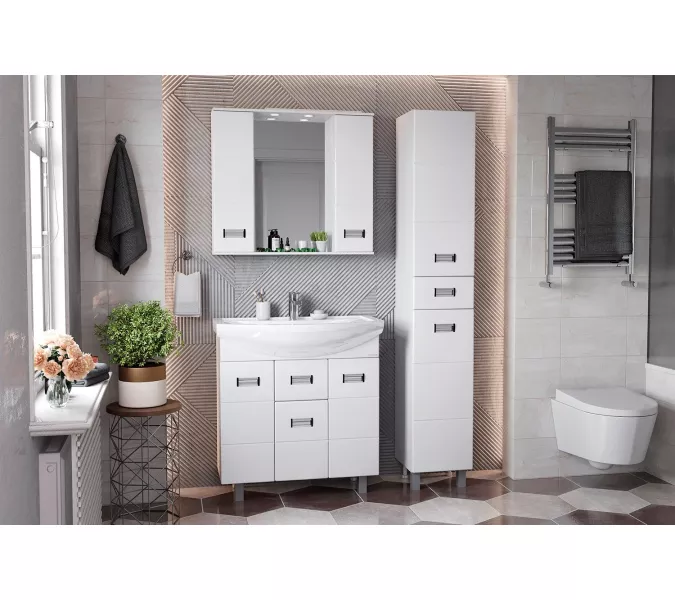 Шкаф-зеркало Балтика 80 белый, с подсветкой, изображение 2