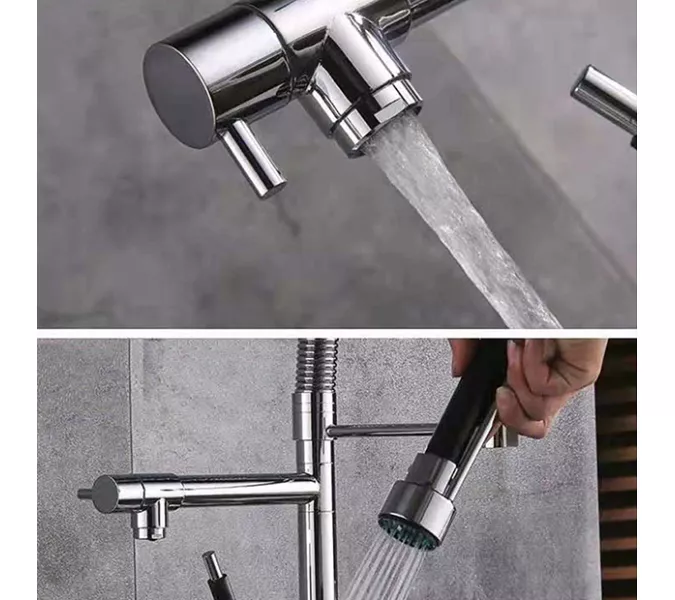 Смеситель для кухни ACWEN F85 с подключением к фильтру , с гибким изливом, душем, изображение 5