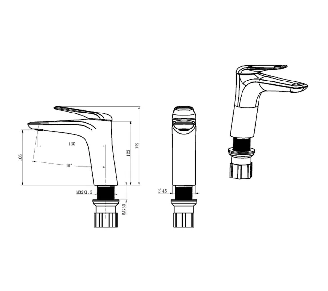 Смеситель для раковины Orans K-1056  Графит, изображение 5