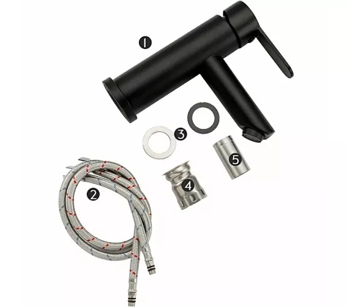 Смеситель для раковины FRAP F10801-6 черный, изображение 6