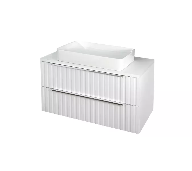 Тумба подвесная ACWEN ГРАЦИЯ 90 , со столешницей, без раковины, белая матовая, изображение 6