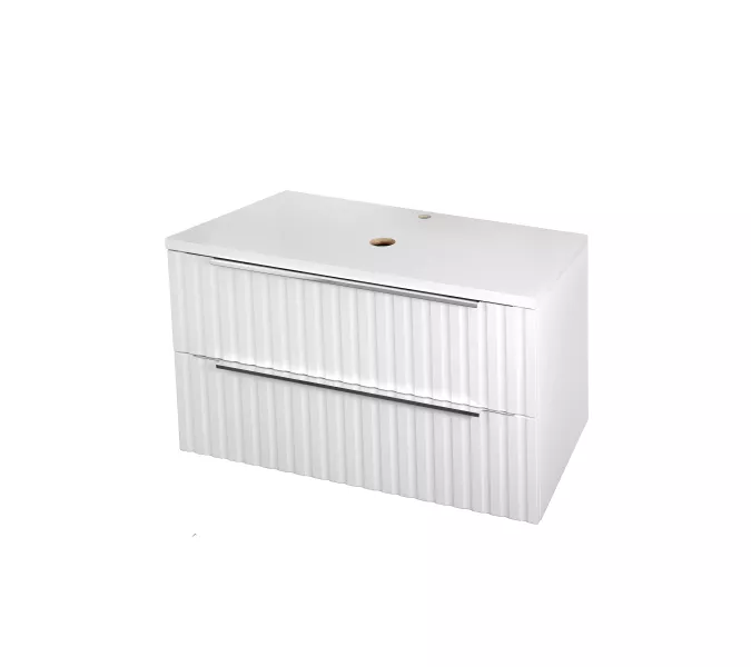 Тумба подвесная ACWEN ГРАЦИЯ 90 , со столешницей, без раковины, белая матовая, изображение 7