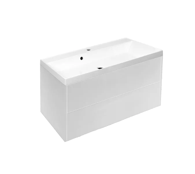 Тумба подвесная ACWEN МОДЕРН 100 белый матовый с раковиной Слим 100, Выбрать цвет: Белый, Выбрать размер: 100, изображение 5
