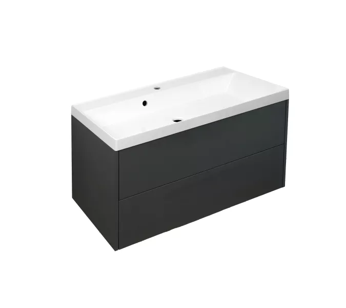 Тумба подвесная ACWEN МОДЕРН 100  графит матовый с раковиной Слим 100, Выбрать цвет: Графит, Выбрать размер: 100, изображение 6