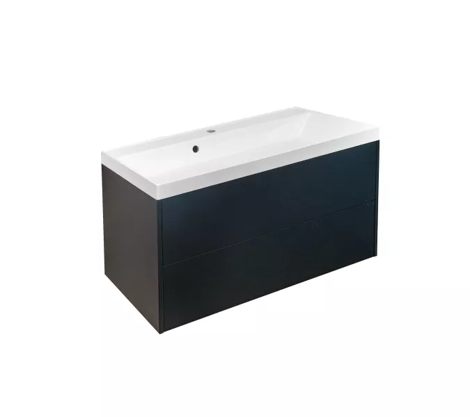 Тумба подвесная ACWEN МОДЕРН 100 черный матовый, с раковиной Слим 100, Выбрать цвет: Чёрный, Выбрать размер: 100, изображение 6