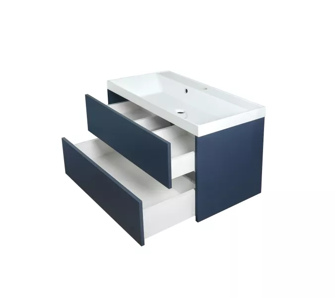 Тумба подвесная ACWEN МОДЕРН 80 темно-синий матовый с раковиной Слим 80, Выбрать цвет: тёмно-синий матовый, Выбрать размер: 80, изображение 7