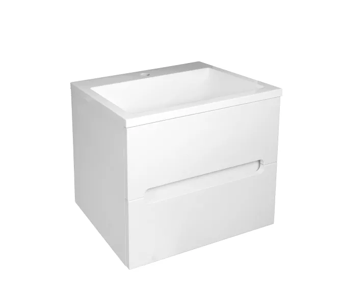 Тумба подвесная ACWEN TORNO  белая матовая с раковиной, Выбрать цвет: Белый матовый, Выбрать размер: 60, Внешний вид: с белой раковиной, изображение 11