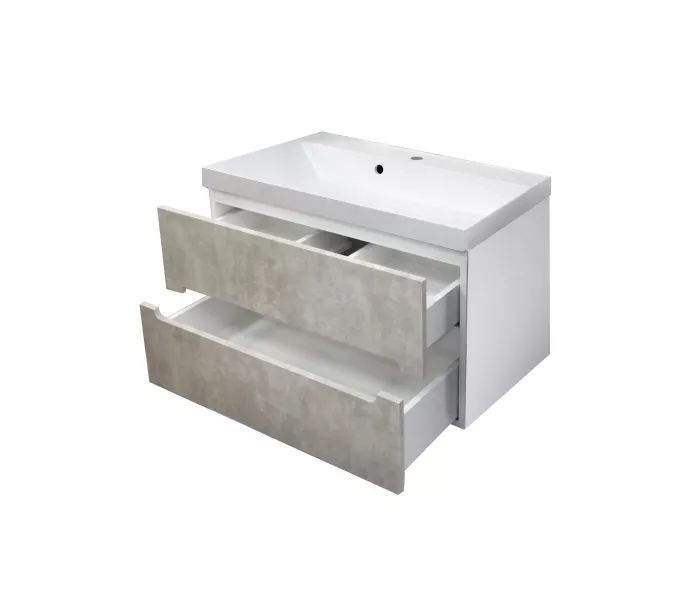 Тумба  подвесная ACWEN TORNO 80  айс фраппе, с раковиной Слим 80, Выбрать цвет: айс фраппе, Выбрать размер: 80, Внешний вид: с белой раковиной, изображение 7