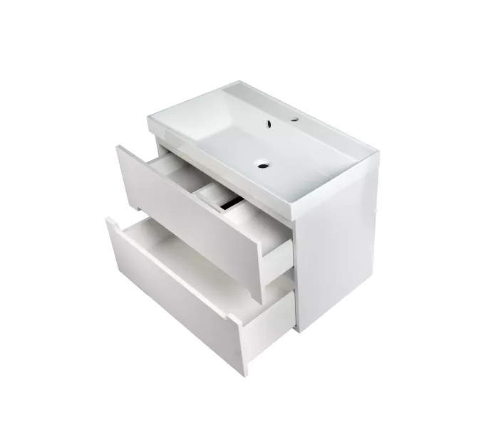 Тумба подвесная ACWEN TORNO  белая матовая с раковиной, Выбрать цвет: Белый матовый, Выбрать размер: 80, Внешний вид: с белой раковиной, изображение 10