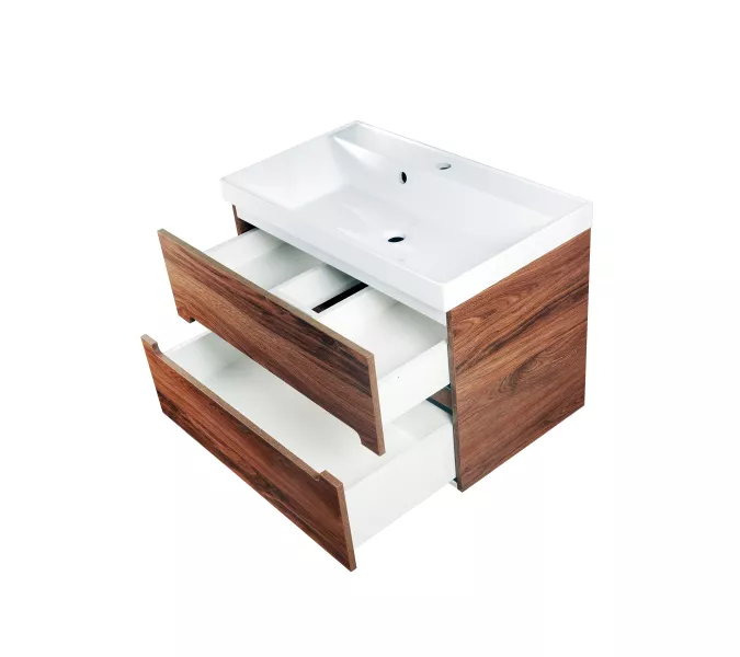 Тумба  подвесная ACWEN TORNO 60/80  дерево Engadina с раковиной, Выбрать цвет: Дерево, Выбрать размер: 80, Внешний вид: с белой раковиной, изображение 6