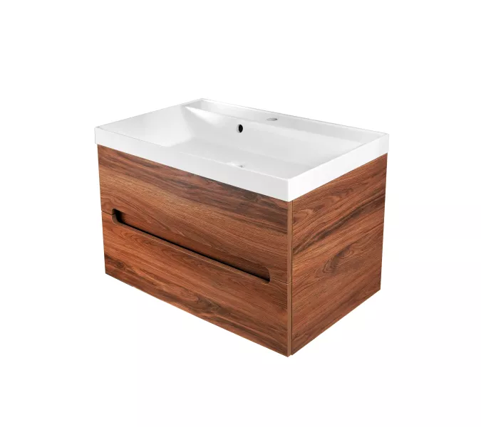 Тумба  подвесная ACWEN TORNO 60/80  дерево Engadina с раковиной, Выбрать цвет: Дерево, Выбрать размер: 80, Внешний вид: с белой раковиной, изображение 5