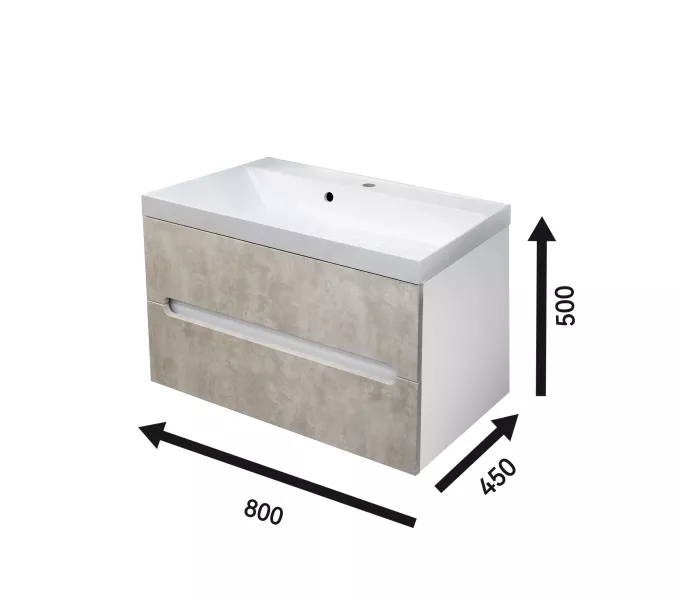 Тумба  подвесная ACWEN TORNO 80  айс фраппе, с раковиной Слим 80, Выбрать цвет: айс фраппе, Выбрать размер: 80, Внешний вид: с белой раковиной, изображение 8