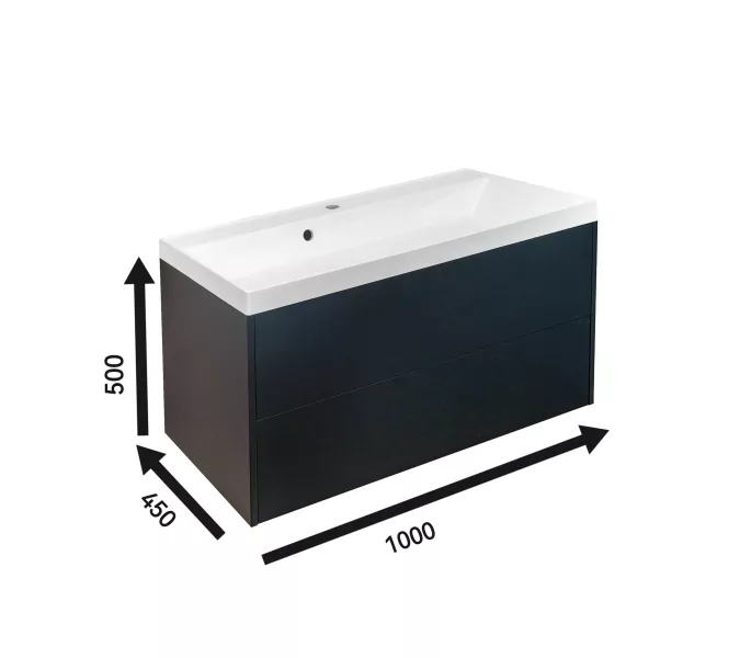 Тумба подвесная ACWEN МОДЕРН 100 черный матовый, с раковиной Слим 100, Выбрать цвет: Чёрный, Выбрать размер: 100, изображение 8