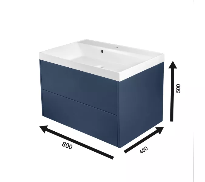 Тумба подвесная ACWEN МОДЕРН 80 темно-синий матовый с раковиной Слим 80, Выбрать цвет: тёмно-синий матовый, Выбрать размер: 80, изображение 8
