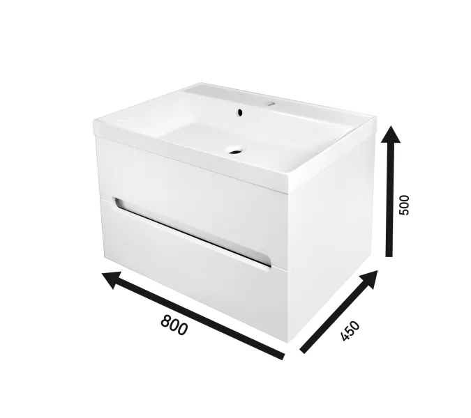 Тумба подвесная ACWEN TORNO  белая матовая с раковиной, Выбрать цвет: Белый матовый, Выбрать размер: 80, Внешний вид: с белой раковиной, изображение 11