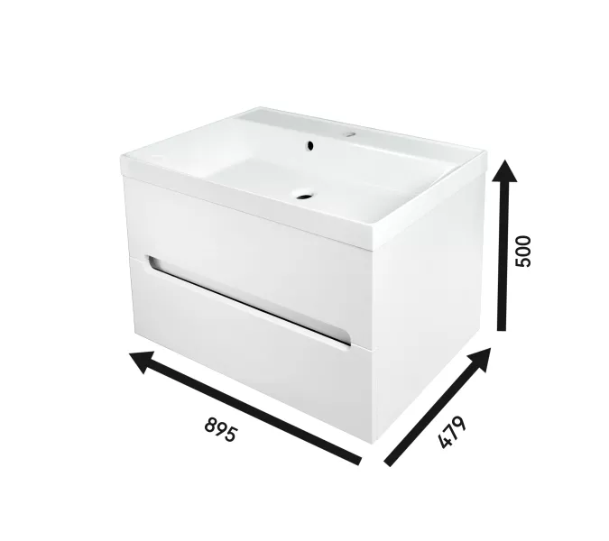 Тумба подвесная ACWEN TORNO  белая матовая с раковиной, Выбрать цвет: Белый матовый, Выбрать размер: 90, Внешний вид: с белой раковиной, изображение 11