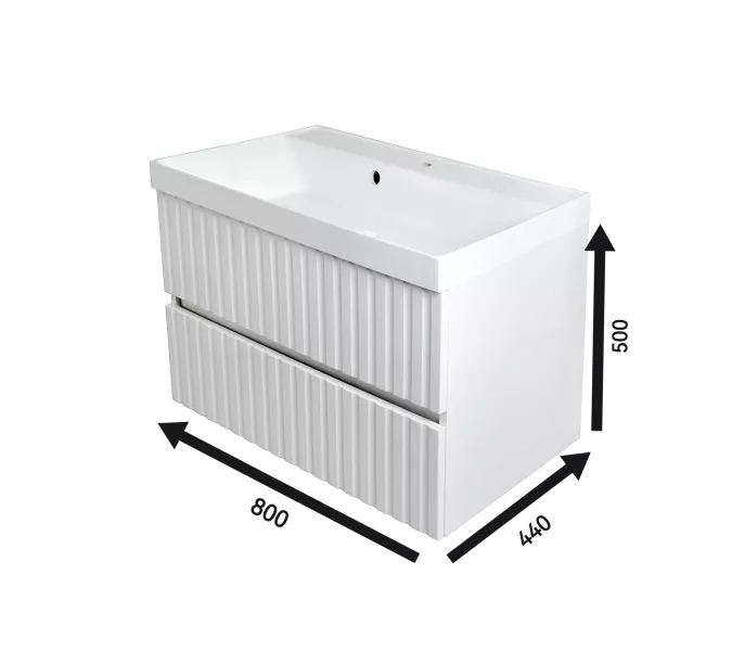 Тумба подвесная ACWEN Элеганс  белый матовый с раковиной, Выбрать цвет: Белый матовый, Выбрать размер: 80, изображение 9