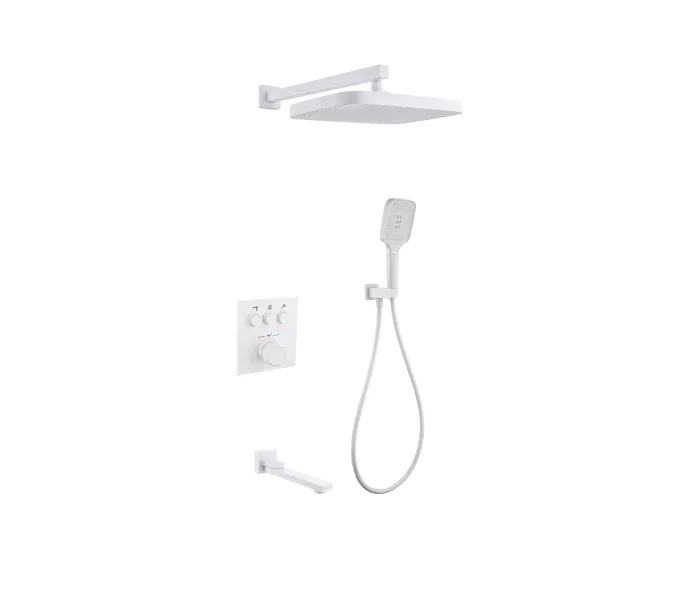 Душевая система ACWEN 1301F с термостатом, встраиваемая с изливом, Выбрать цвет: Белый, изображение 11