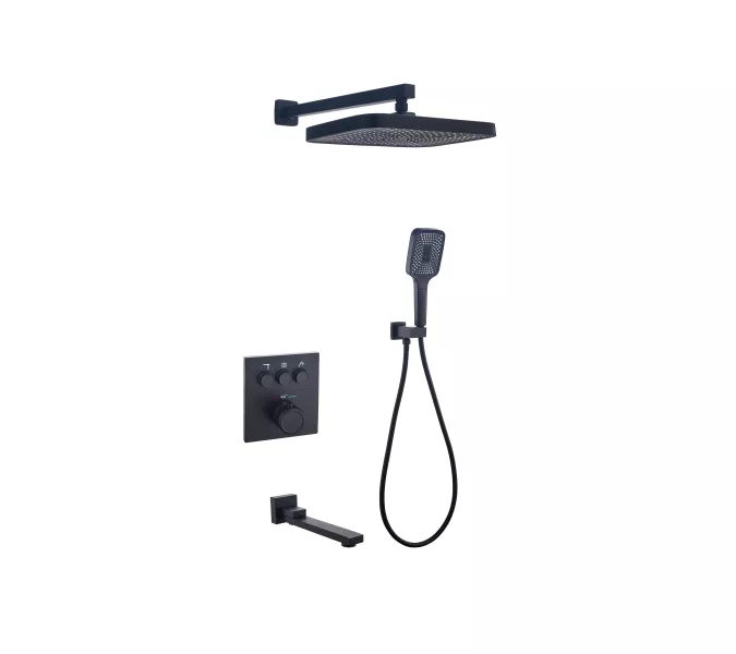 Душевая система ACWEN 1301B с термостатом, встраиваемая с изливом, Выбрать цвет: Черный, изображение 15