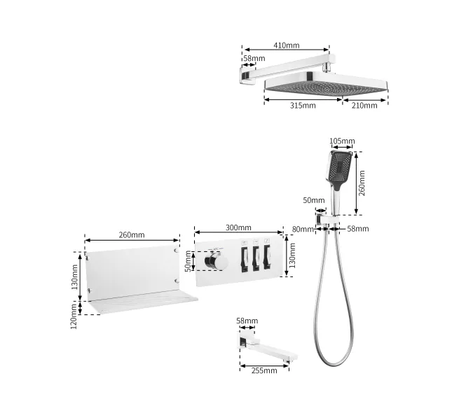 Душевая система ACWEN 1501F с термостатом, встраиваемая, изображение 4