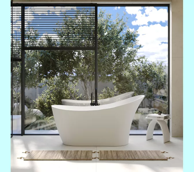 Ванна из искусственного камня ABBER Stein AS9618 белая матовая 170*75, изображение 7