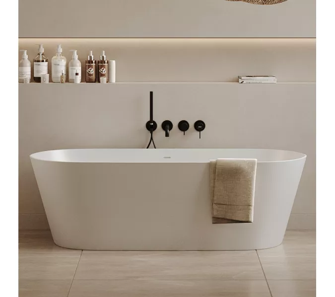 Ванна из искусственного камня ABBER Stein AS9622 белая матовая 165*70, изображение 7