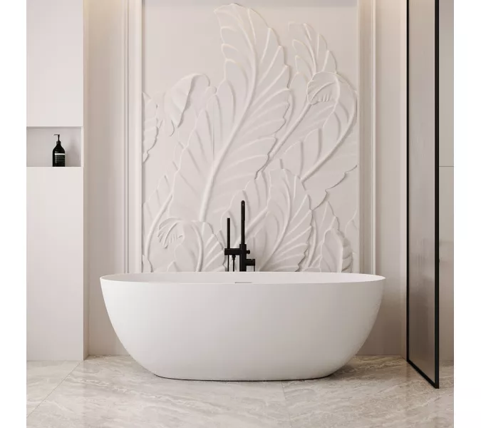 Ванна из искусственного камня ABBER Stein AS9624 белая матовая, Выбрать размер: 150x72, изображение 7