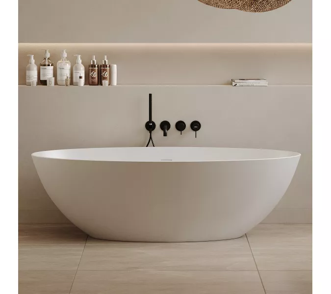 Ванна из искусственного камня ABBER Stein AS9625  белая матовая, Выбрать размер: 160x75, изображение 7