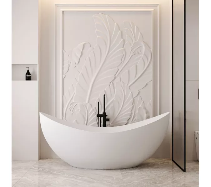 Ванна из искусственного камня ABBER Stein AS9633 белая матовая 180*80, изображение 7