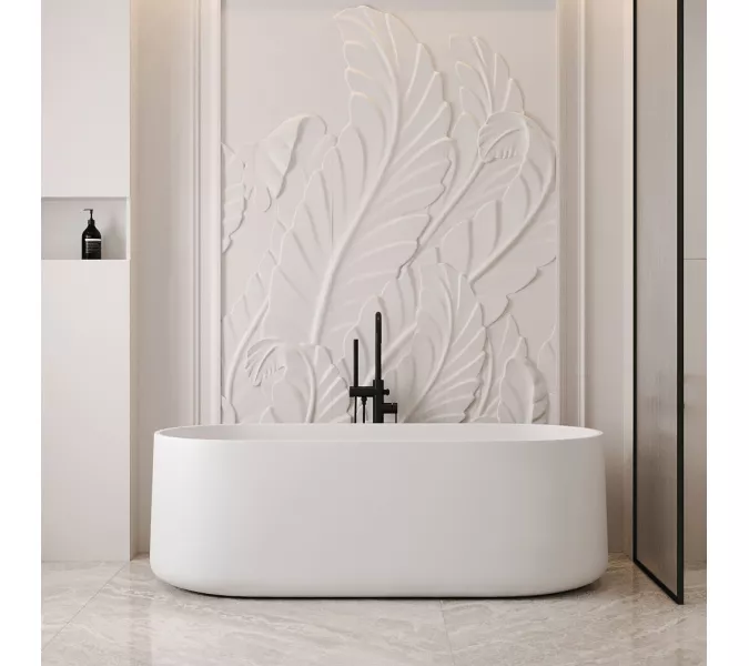 Ванна из искусственного камня ABBER Stein AS9607 белая матовая 170*75, изображение 7