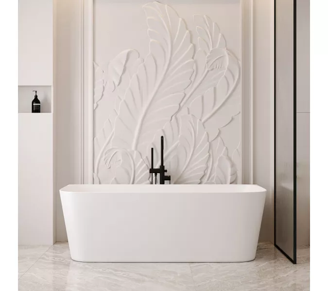 Ванна из искусственного камня ABBER Stein AS9617 белая матовая 170*75, изображение 5